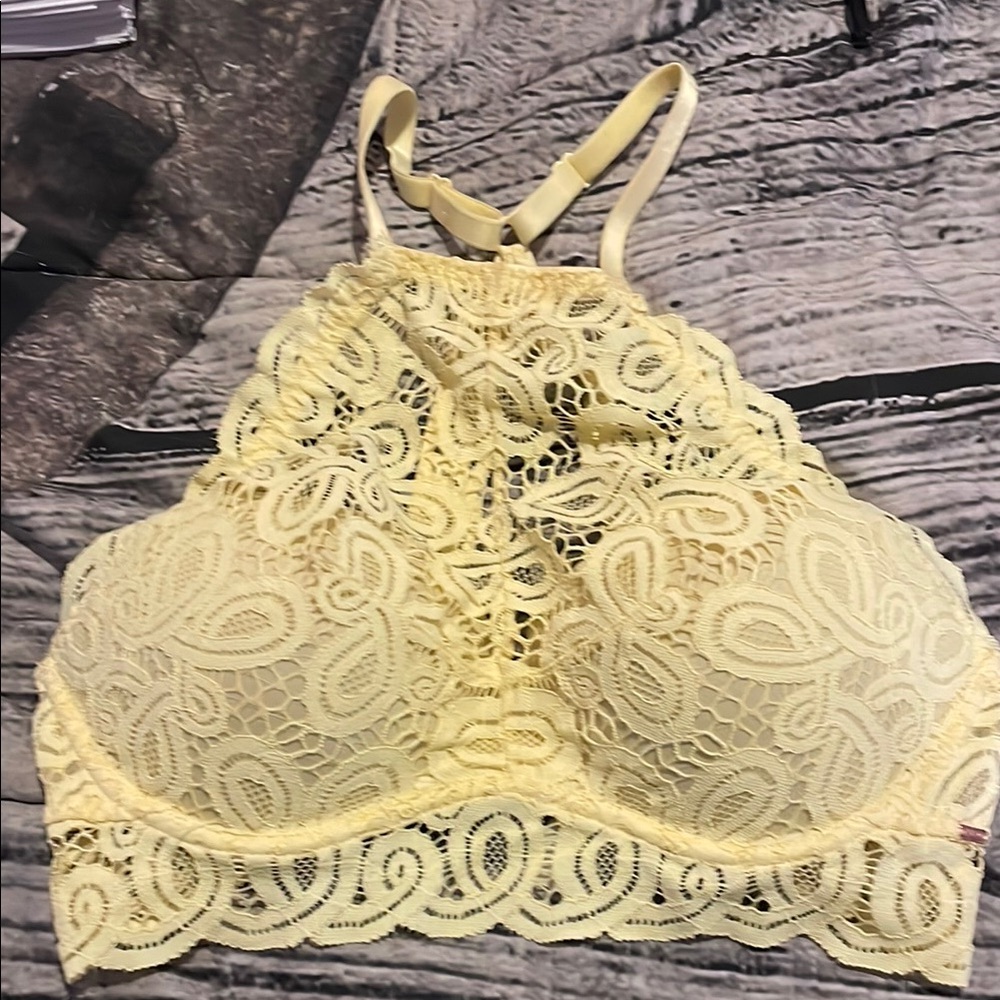 Lace Halter Bralette in Yellow
